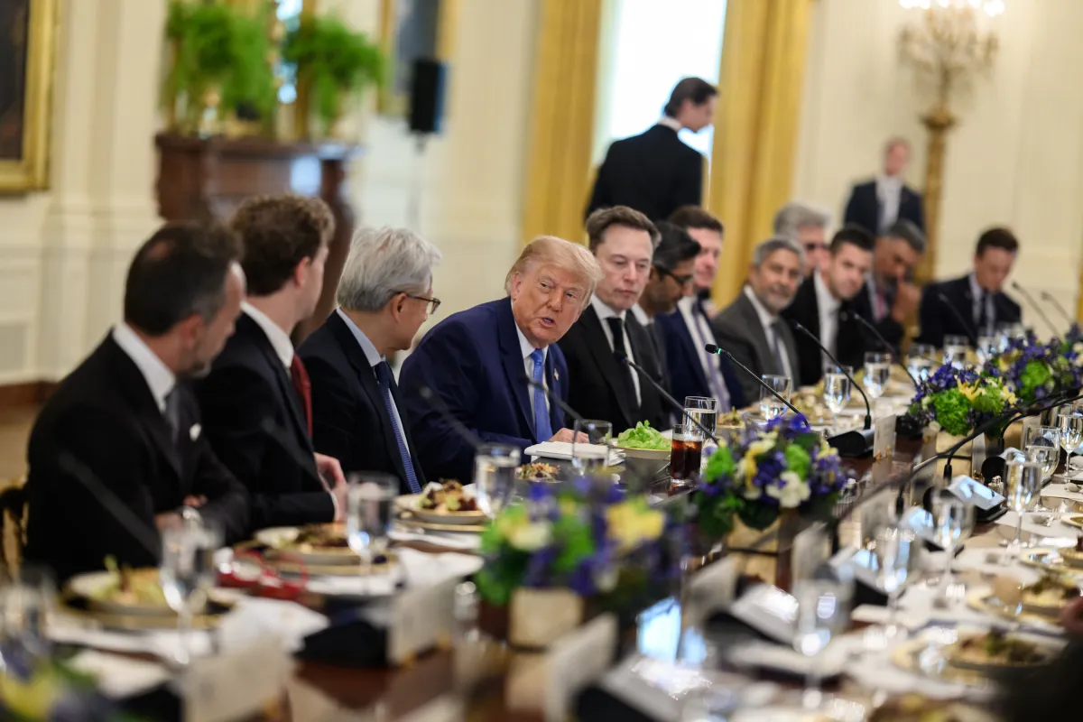 President Donald Trump and technology leaders seated at the White House Super Intelligence luncheon on 29 September 2026.